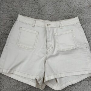 Mango Off-White Denim Shorts